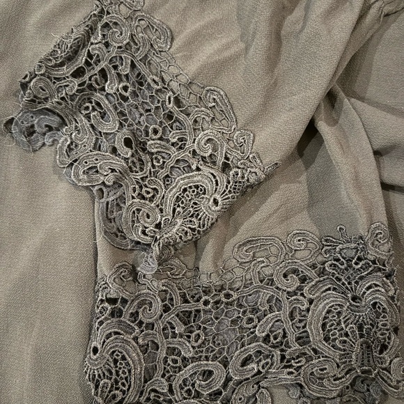 MSK Black Shift Dress V-Neck Lace Bell Sleeves Size L - Picture 8 of 9